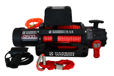 Carbon 9.5K 9500lb High Speed Electric winch with synthetic rope