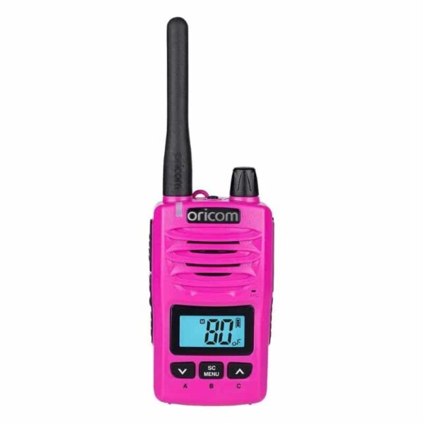 TX600 Pink waterproof IP67 handheld UHF CB radio, front view